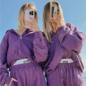 Daily Drills Purple Cropped Zip-up Hoodie, XS/S